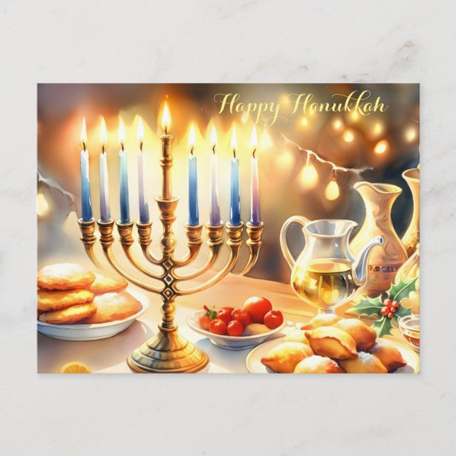 Lycklig Hanukkah Inbjudan Vykort (Framsida)