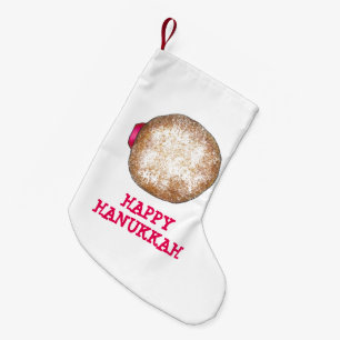 Lycklig Hanukkah Jelly Donut Doughnut Sufganiyot Liten Julstrumpa