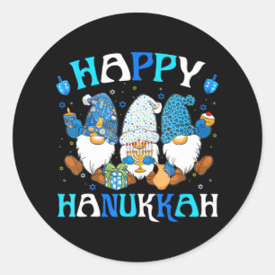 Lycklig Hanukkah Jewish Gnomes Family Group Runt Klistermärke
