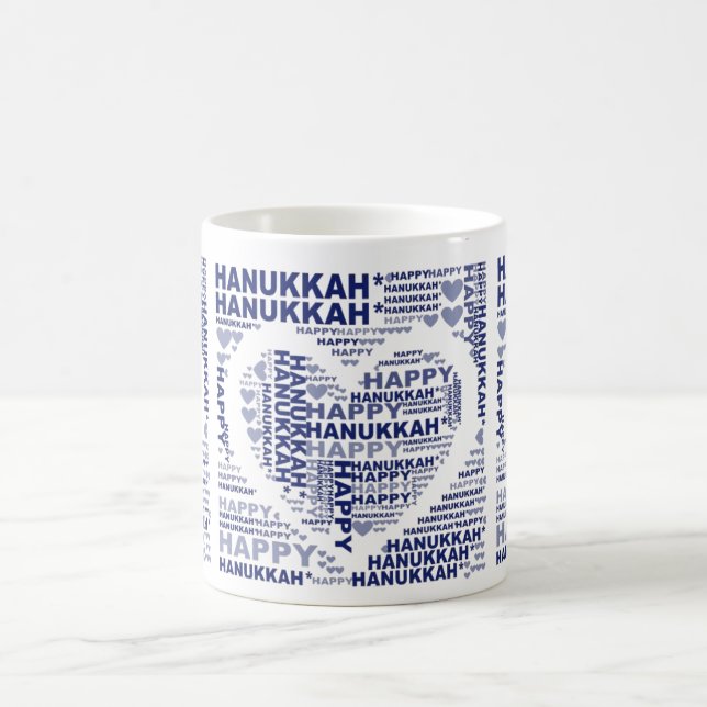 Lycklig Hanukkah Jewish Helgdag Blue Coffee Tea Mu Kaffemugg (Center)