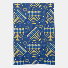 Lycklig Hanukkah Jewish Star Menorah Blue Kitchen  Kökshandduk
