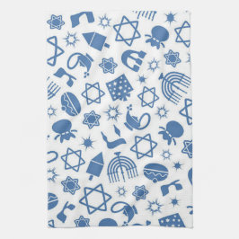 Lycklig Hanukkah Jewish Star Menorah Blue Kitchen  Kökshandduk