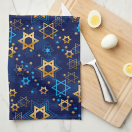 Lycklig Hanukkah Jewish Star Menorah Blue Kitchen  Kökshandduk