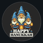 Lycklig Hanukkah judish Chanukah Jew Hebrew Runt Klistermärke<br><div class="desc">Lycklig Hanukkah judish Chanukah Jew Hebrew</div>