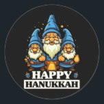 Lycklig Hanukkah judish Chanukah Jew Hebrew Runt Klistermärke<br><div class="desc">Lycklig Hanukkah judish Chanukah Jew Hebrew</div>