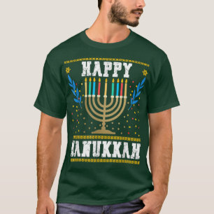 Lycklig Hanukkah judisk jul Menorah Hanukkah T Shirt