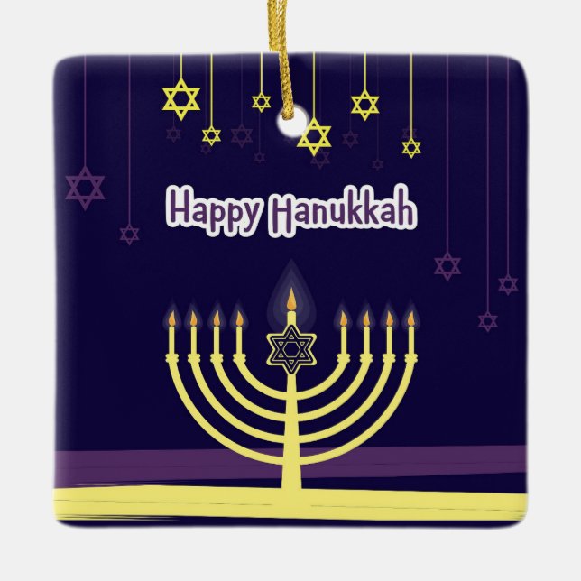 Lycklig Hanukkah Julgransprydnad Keramik (Framsida)