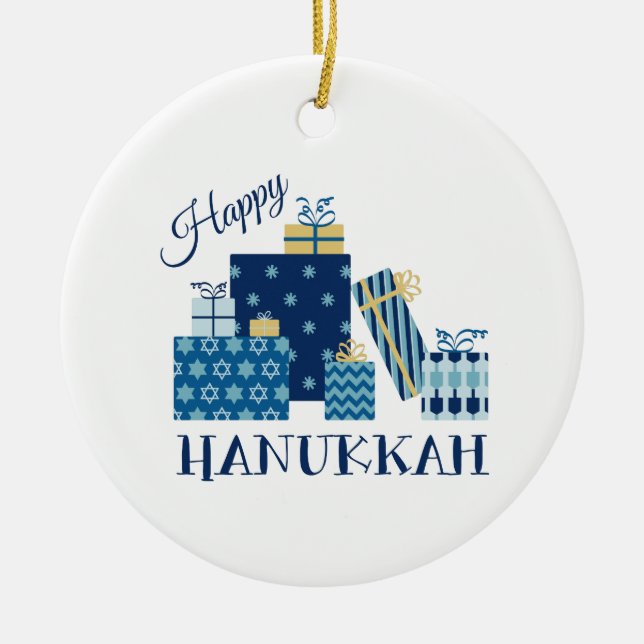 Lycklig Hanukkah Julgransprydnad Keramik (Framsidan)