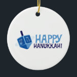Lycklig Hanukkah Julgransprydnad Keramik<br><div class="desc">Firar Hanukkah med den här snurrande Dreidel.</div>