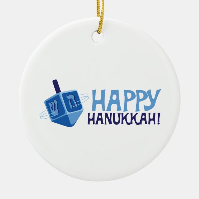 Lycklig Hanukkah Julgransprydnad Keramik (Framsidan)