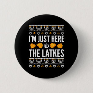 Lycklig Hanukkah just här för latkes hebreiska jud Knapp