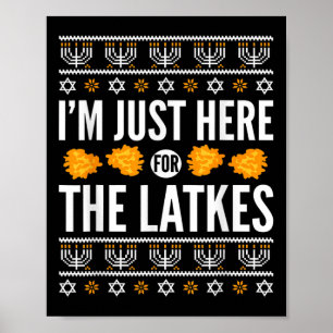 Lycklig Hanukkah just här för latkes hebreiska jud Poster