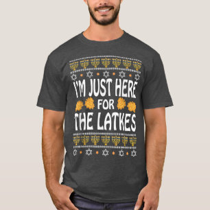 Lycklig Hanukkah Just här för latkes hebreiska jud T Shirt