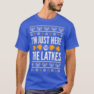 Lycklig Hanukkah Just här för latkes hebreiska jud T Shirt
