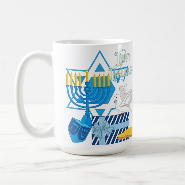 Lycklig Hanukkah Kaffemugg (Vänster)