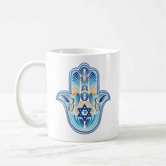 Lycklig Hanukkah Kaffemugg (Vänster)