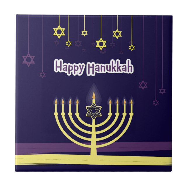 Lycklig Hanukkah Kakelplatta (Framsidan)