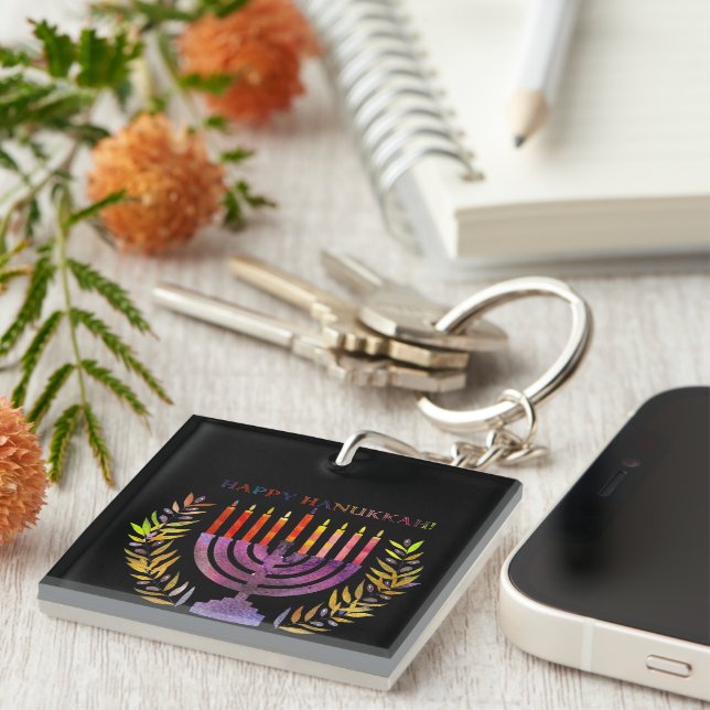 Lycklig Hanukkah Keychain (Högra Framsidan)