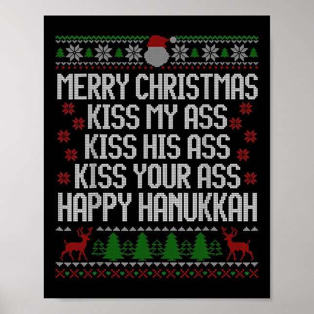 Lycklig Hanukkah Kiss Min God jul Poster (Framsidan)