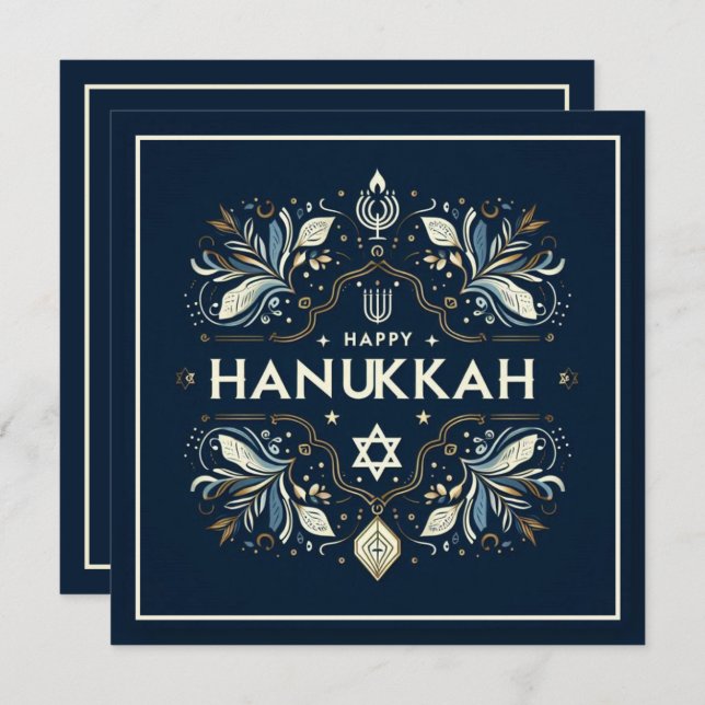 Lycklig Hanukkah Kort (Fram/baksida)