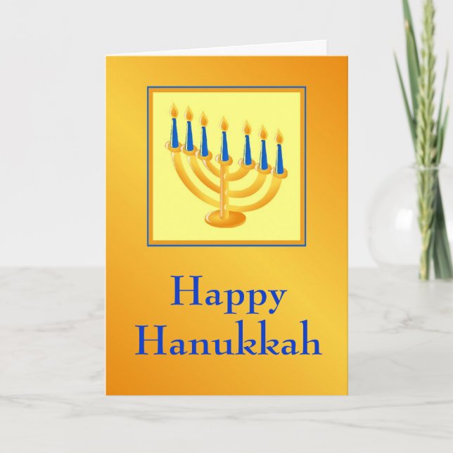Lycklig Hanukkah-kort med Menorah Helgkort (Framsida)