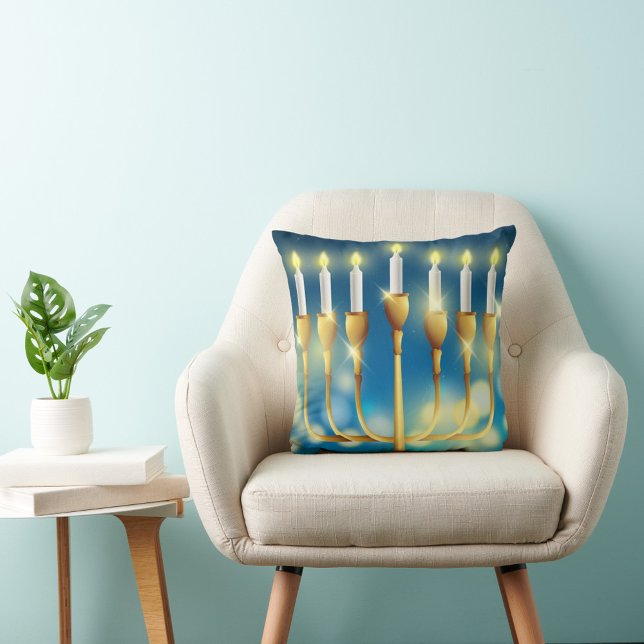 Lycklig Hanukkah Kudde (Hanukkah Menorah Throw Pillow!)