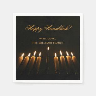 Lycklig Hanukkah Lamp Menorah Light Candles Chanuk Pappersservett
