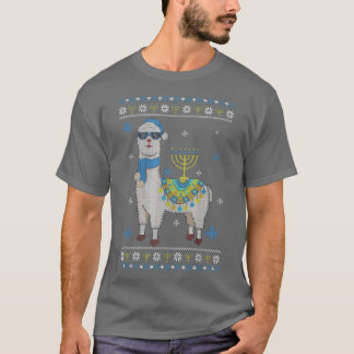 Lycklig Hanukkah Llama Menorah Cute Alpaca Chanuka T Shirt