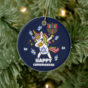 Lycklig Hanukkah, lustig dabbpennmajs Julgransprydnad Keramik