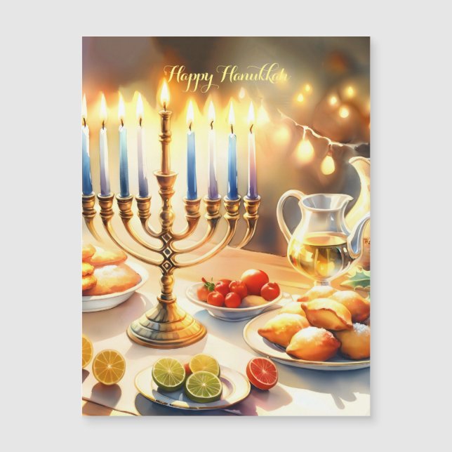 Lycklig Hanukkah Magnetisk Inbjudningskort (Framsida)
