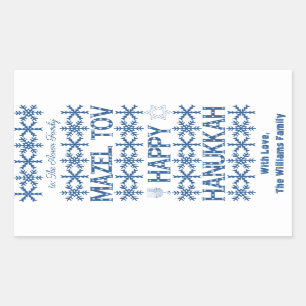 Lycklig Hanukkah Mazel Tov Star of David Menorah Rektangulärt Klistermärke