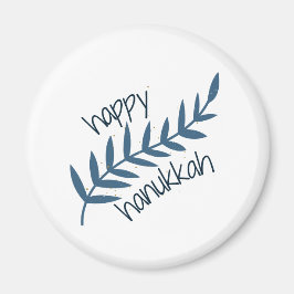 Lycklig Hanukkah (med blå Löv) Magnet