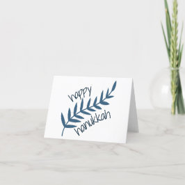 Lycklig Hanukkah (med blå Löv) Tack Kort