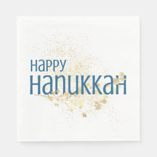 Lycklig Hanukkah (med Guld Foliage) Pappersservett