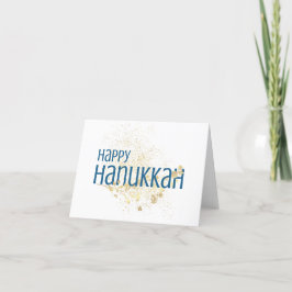 Lycklig Hanukkah (med Guld Foliage) Tack Kort