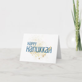 Lycklig Hanukkah (med Guld Foliage) Tack Kort