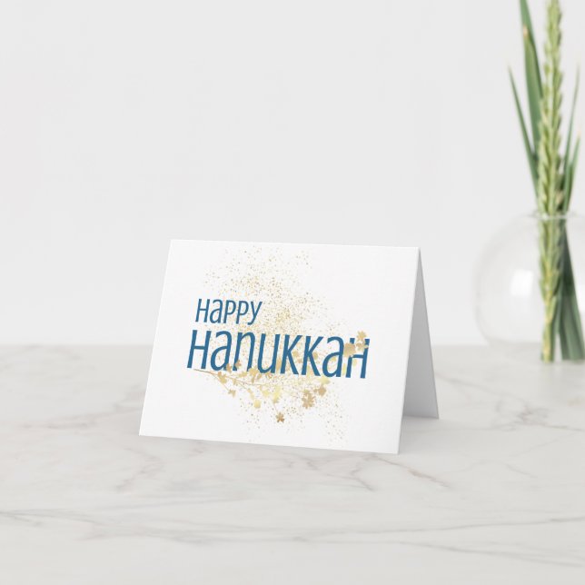 Lycklig Hanukkah (med Guld Foliage) Tack Kort (Framsida)