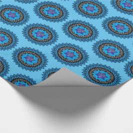 Lycklig Hanukkah med menorah blue Wrapping Papper Presentpapper