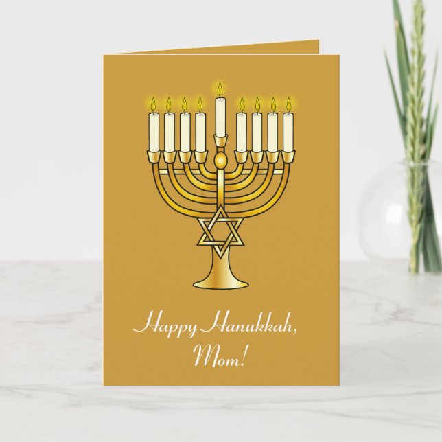 Lycklig Hanukkah med Menorah: Mamma Helgkort (Framsida)