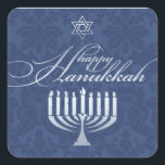 Lycklig Hanukkah med Menorah Sticker Fyrkantigt Klistermärke<br><div class="desc"></div>