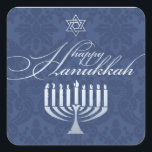 Lycklig Hanukkah med Menorah Sticker Fyrkantigt Klistermärke<br><div class="desc"></div>