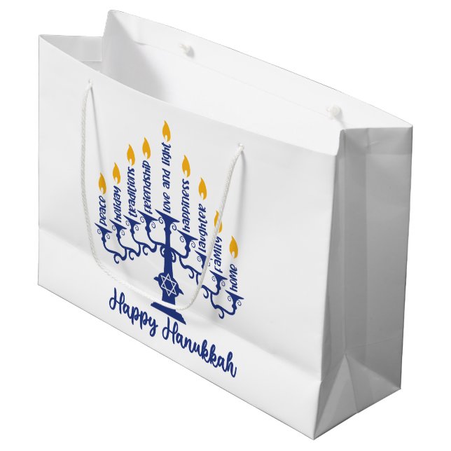 Lycklig Hanukkah Menorah (Framsidan Vinklad)