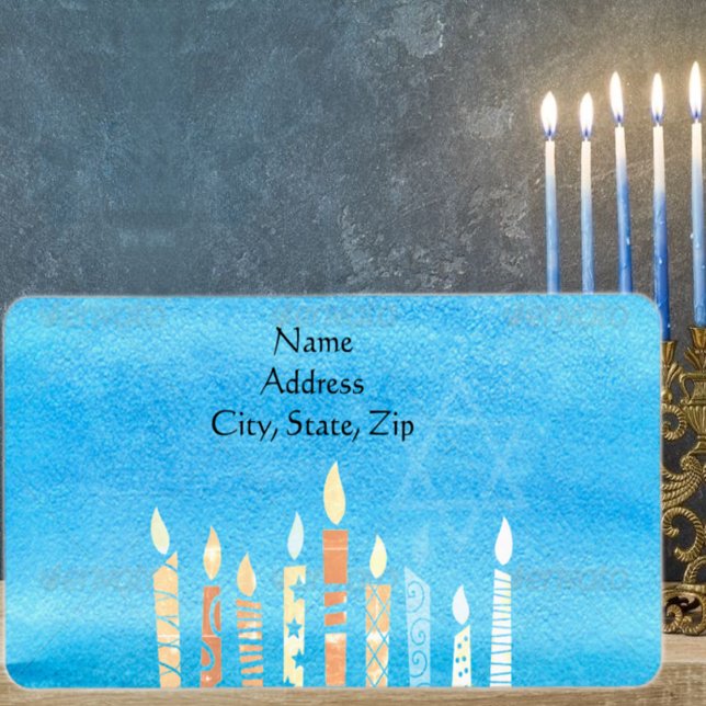 Lycklig Hanukkah Menorah Adressetikett (Skapare uppladdad)