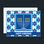 🕎 Lycklig Hanukkah, Menorah, anpassadets vykort<br><div class="desc">Lycklig Hanukkah med Menorah mot vit bakgrund. Helt anpassade tillbaka.</div>