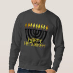 Lycklig Hanukkah Menorah Black Lång Ärmad Tröja<br><div class="desc">Lycklig Hanukkah Menorah Black</div>