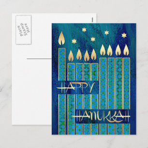 Lycklig Hanukkah. Menorah Candles Helg Vykort