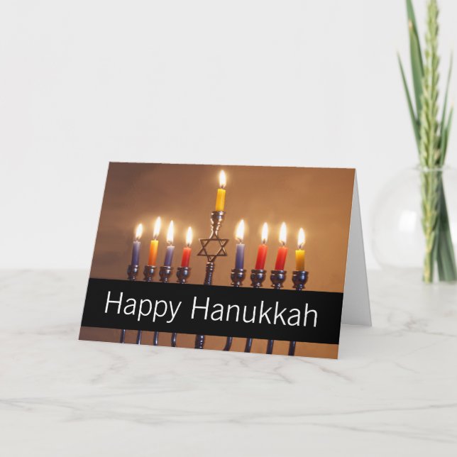 Lycklig Hanukkah Menorah Candles Personlig Helgkort (Framsida)
