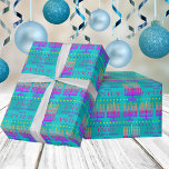 Lycklig Hanukkah Menorah Colorful Turquise Mönster Presentpapper<br><div class="desc">Anpassa Lycklig Hanukkah som är papper i färglös turkosa blått med ditt namn för en verkligt unik presentfigursättning för er festival i Ljus firande. Perfekt för barn i alla åldrar, och även vuxnor, en färglös mönster i Menorahs med de traditionella nio ljus som skuggas i vibrerande färg av lila, shock...</div>