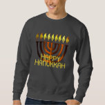Lycklig Hanukkah Menorah Copper Rust Lång Ärmad Tröja<br><div class="desc">Lycklig Hanukkah Menorah Copper Rust</div>