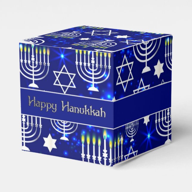 Lycklig Hanukkah Menorah Cube Presentaskar (Framsidan Sidan)